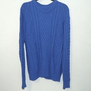 Houston White x Target Blue Cable Knit Men's Sweater Cotton Blend Size L